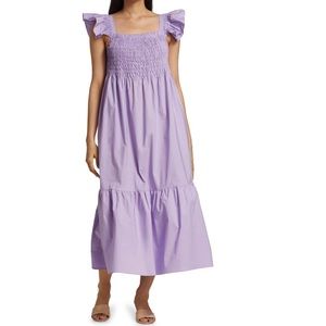 Sea Smocked Ruffle Midi Dress, size small